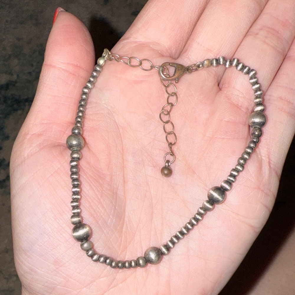 Elegant Silver Beaded Anklet